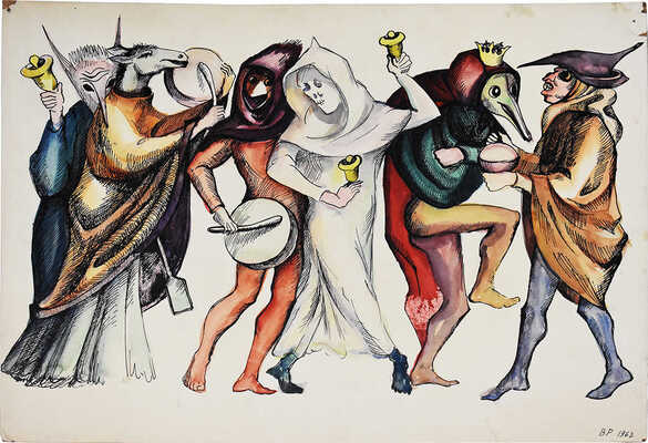 Неизвестный художник. Эскиз костюмов к 3-му акту, 2-й картине оперы Дж. Верди «Фальстаф»